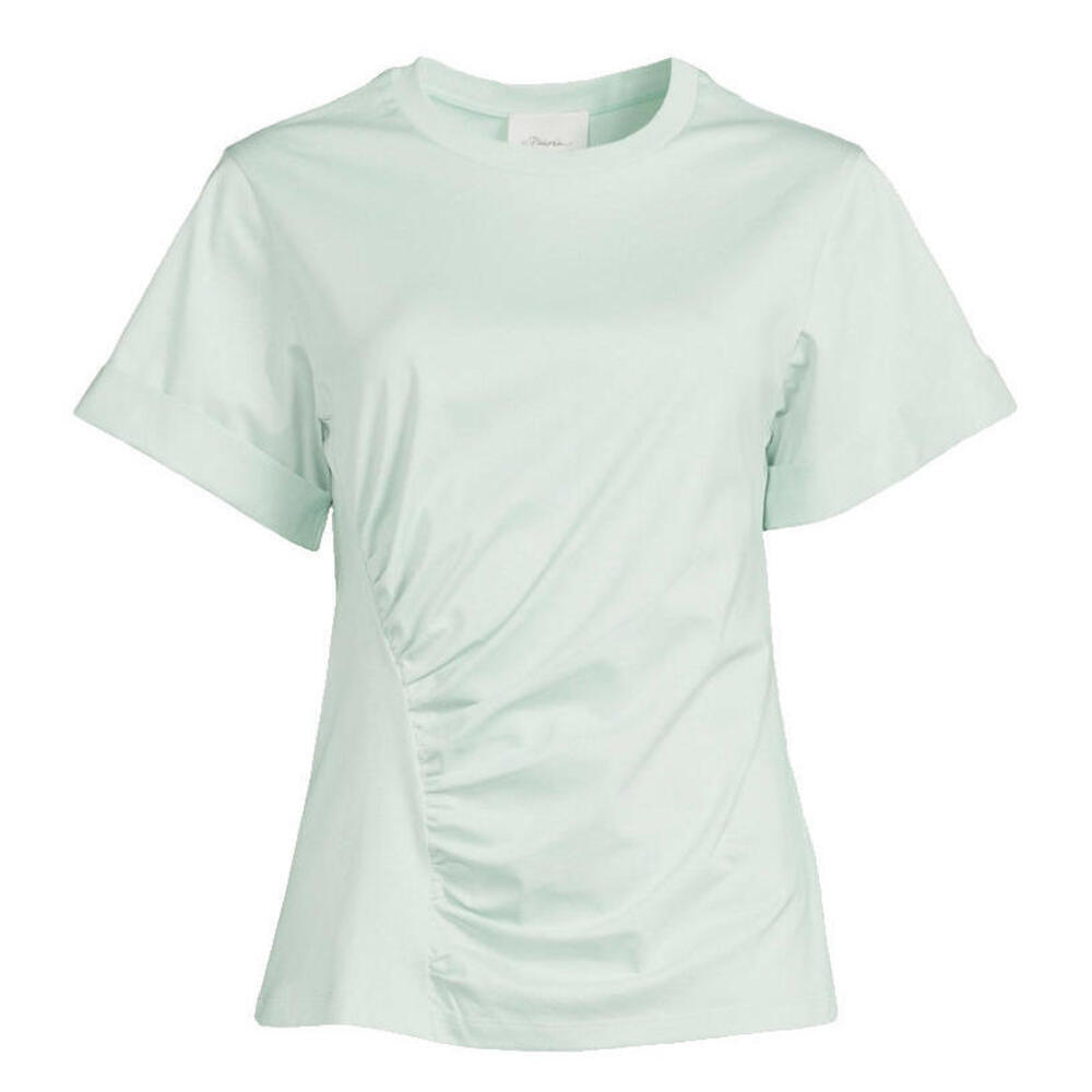 3.1 Phillip Lim Womens Large Mint Green Gathered Jersey T-Shirt Short Sleeve Top